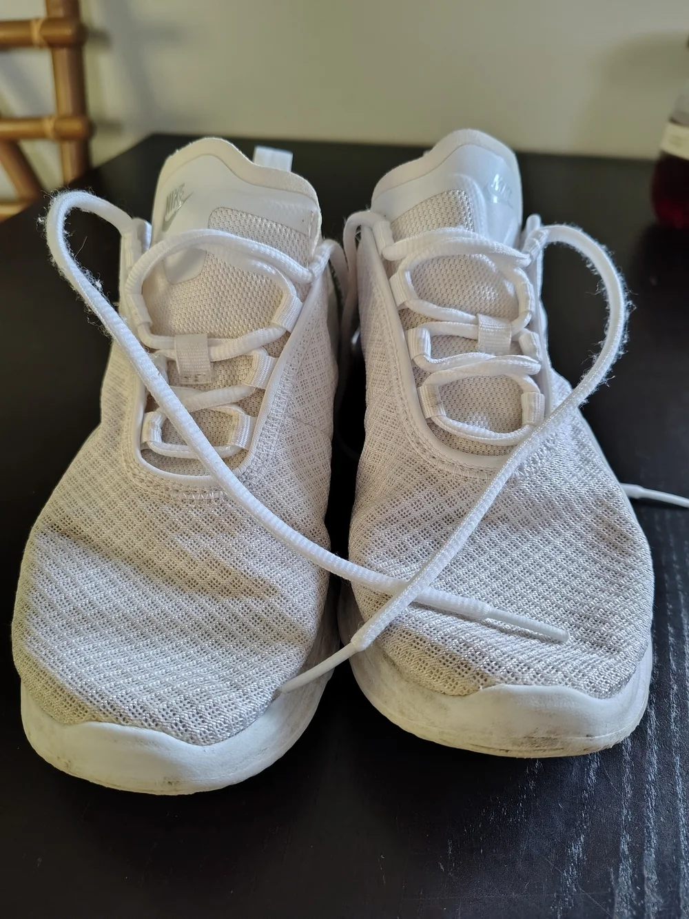 Nike White Mesh Sneakers with Silver Swoosh and Lavender Accent
